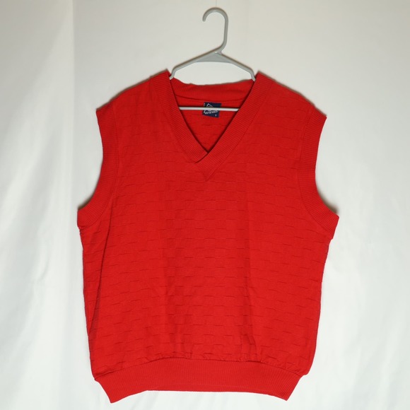 Wek The World Sweater Vest Mens XL Red Squared Sleeveless Pullover 90s Vintage - Picture 1 of 4